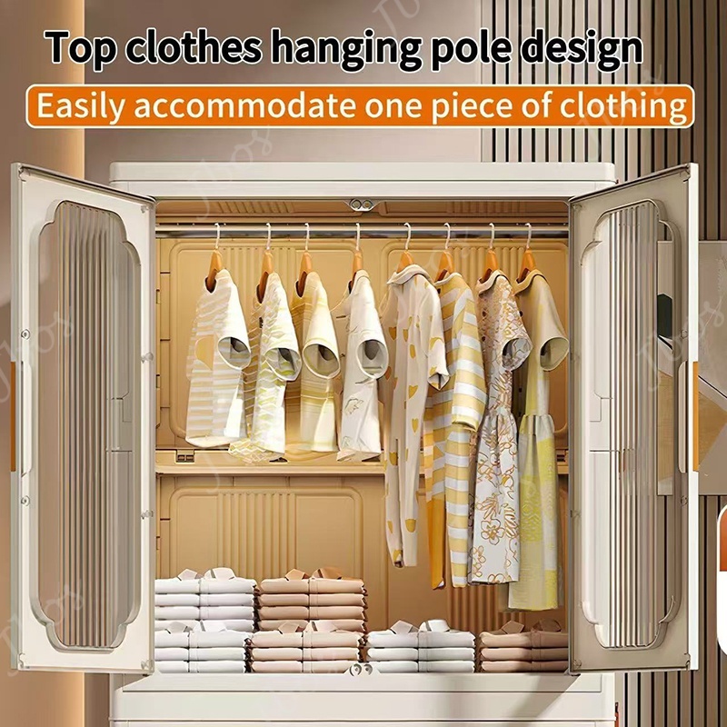 Jbos Foldable Storage Cabinet For Clothes With Universal Wheels Oversized Wardrobe For Adult