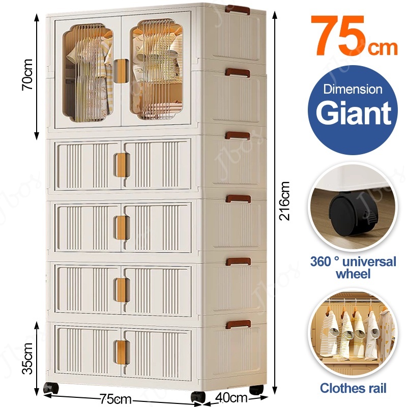 Jbos Foldable Storage Cabinet For Clothes With Universal Wheels Oversized Wardrobe For Adult