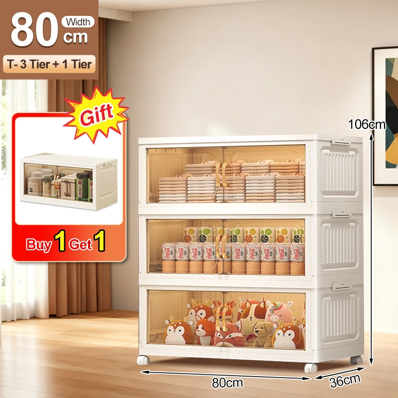 【Buy 1 Get 1 Free】Jbos 50-70cm Foldable Cabinet For Clothes Stable Storage Box With Universal Wheels