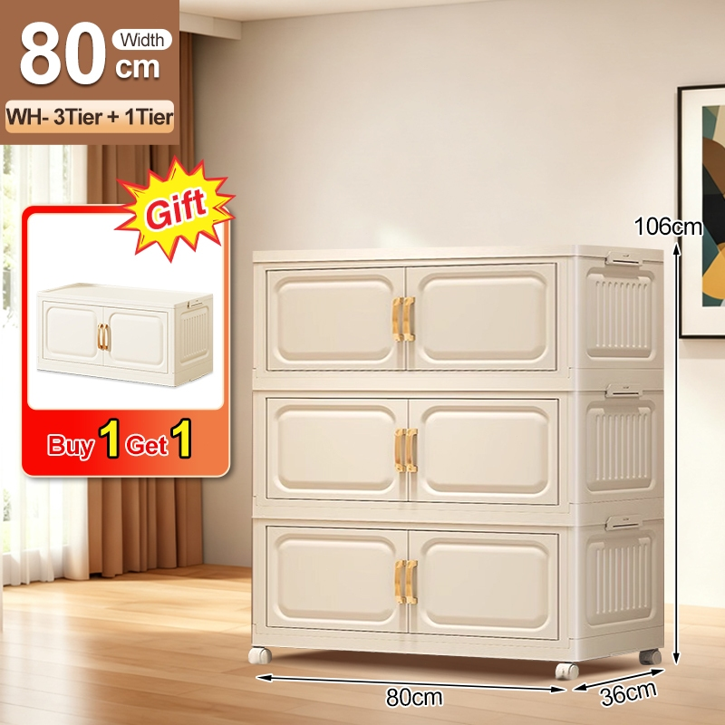 【Buy 1 Get 1 Free】Jbos 50-70cm Foldable Cabinet For Clothes Stable Storage Box With Universal Wheels