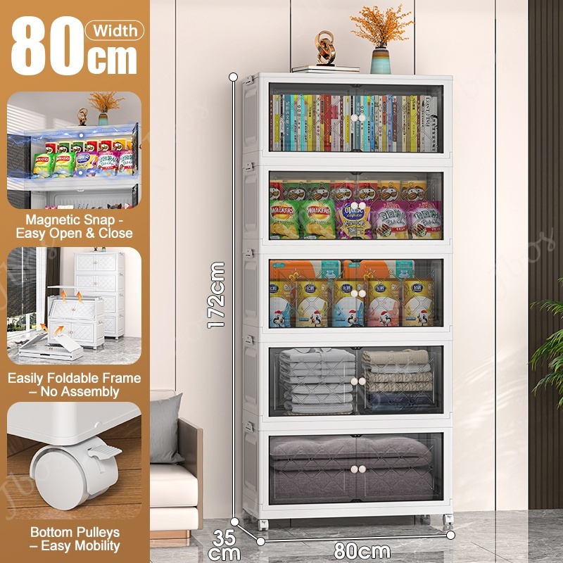 Jbos 50-80cm Foldable Storage Cabinet with Magnetic Suction Door Megabox Cabinet Organizer