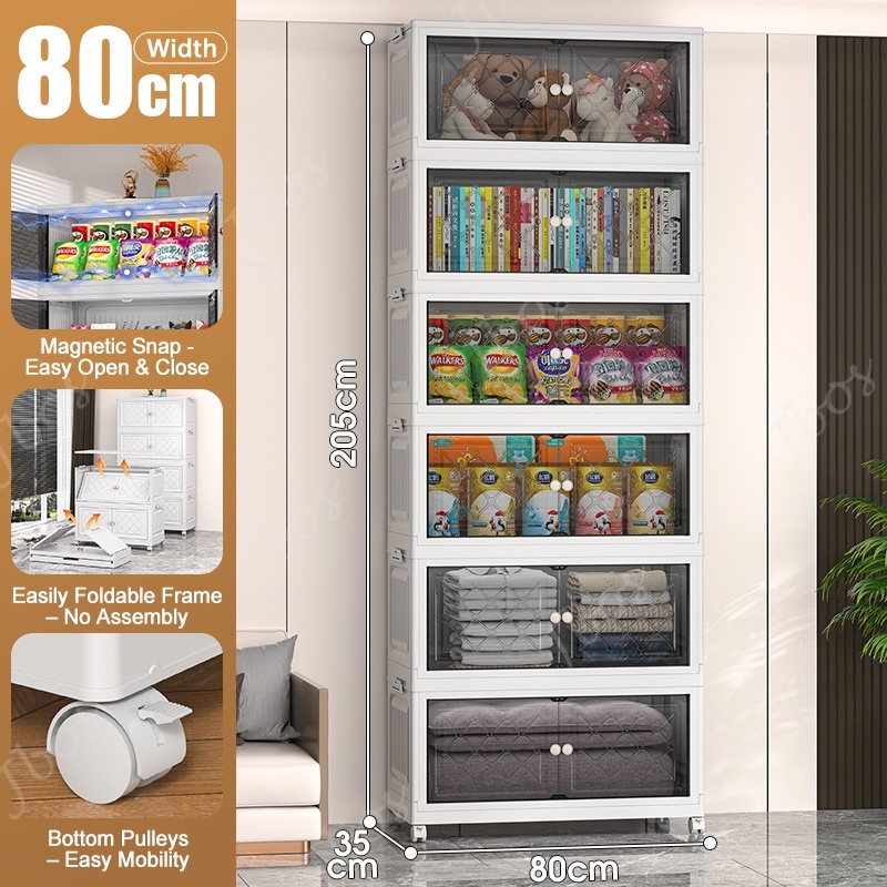 Jbos 50-80cm Foldable Storage Cabinet with Magnetic Suction Door Megabox Cabinet Organizer