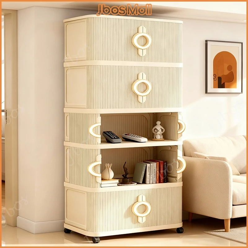 Jbos 40-70cm Foldable Cabinet With Sliding Doors ​​Spacious​​ White Durabox Cabinet Organizer