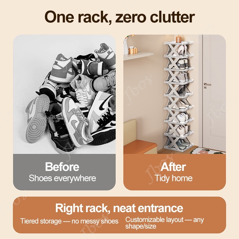 Jbos Multi-tier Storage Rack Organizer For Dormitory X-Shape Stackable Simple Shoe Storage Shelf