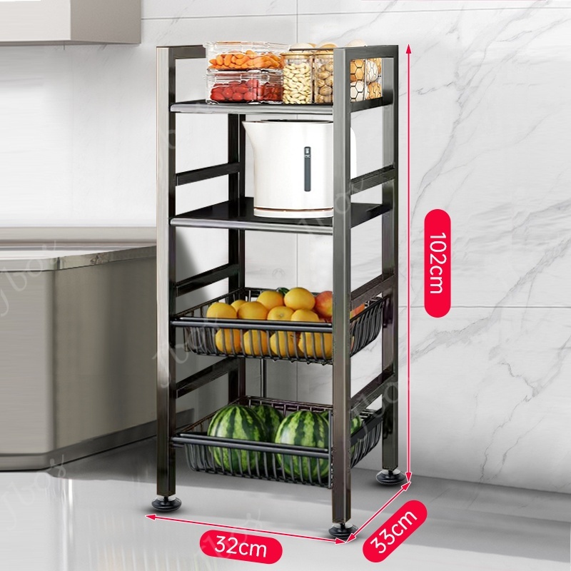 Jbos Metal Kitchen Rack With Vegetable Baskets Standing Microwave Kitchen Organizer Storage Rack