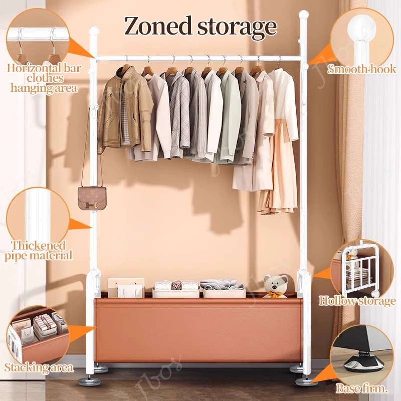 Jbos Clothes Rack With Hanger&Basket  Heavy Duty Sampayan ng damit All-in-one Clothes Organizer Rack