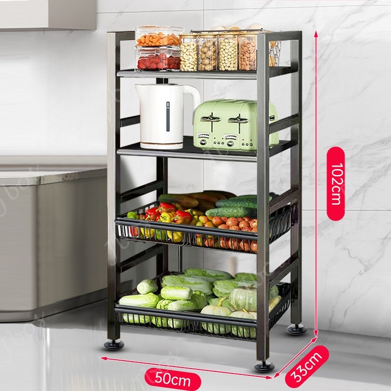 Jbos Metal Kitchen Rack With Vegetable Baskets Standing Microwave Kitchen Organizer Storage Rack