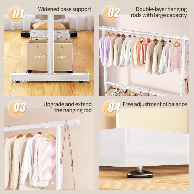 Jbos Sampayan Double Layer Clothes Drying Rack Balcony Household Stable Stainless Clothes Rack