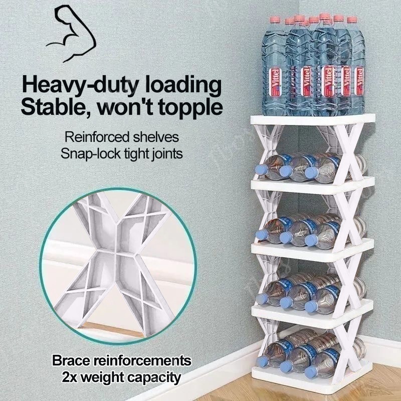 Jbos Multi-tier Storage Rack Organizer For Dormitory X-Shape Stackable Simple Shoe Storage Shelf