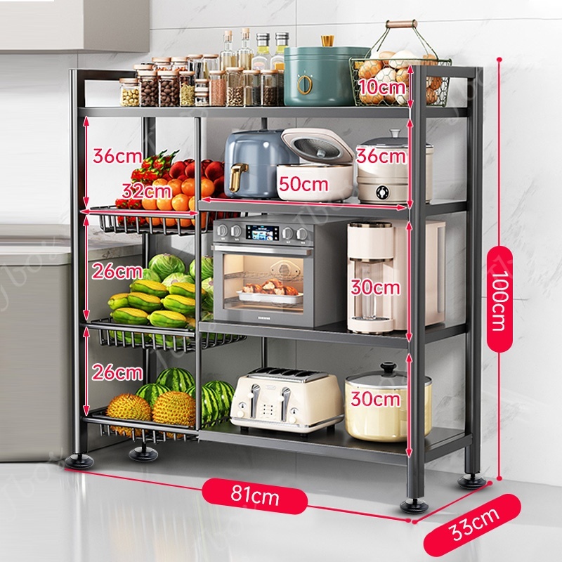 Jbos Metal Kitchen Rack With Vegetable Baskets Standing Microwave Kitchen Organizer Storage Rack