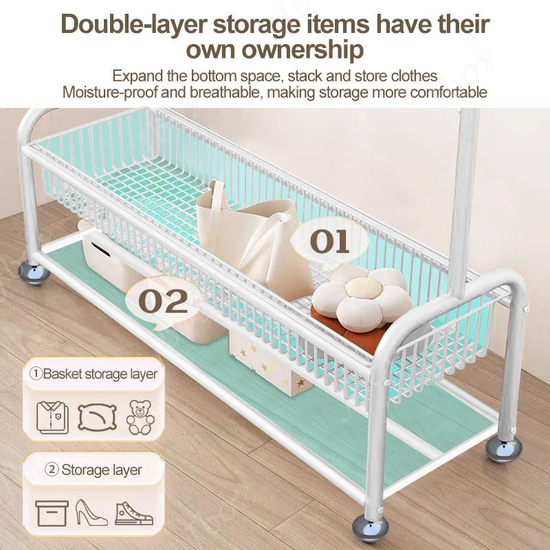 Jbos Clothes Rack With Hanger&Basket  Heavy Duty Sampayan ng damit All-in-one Clothes Organizer Rack
