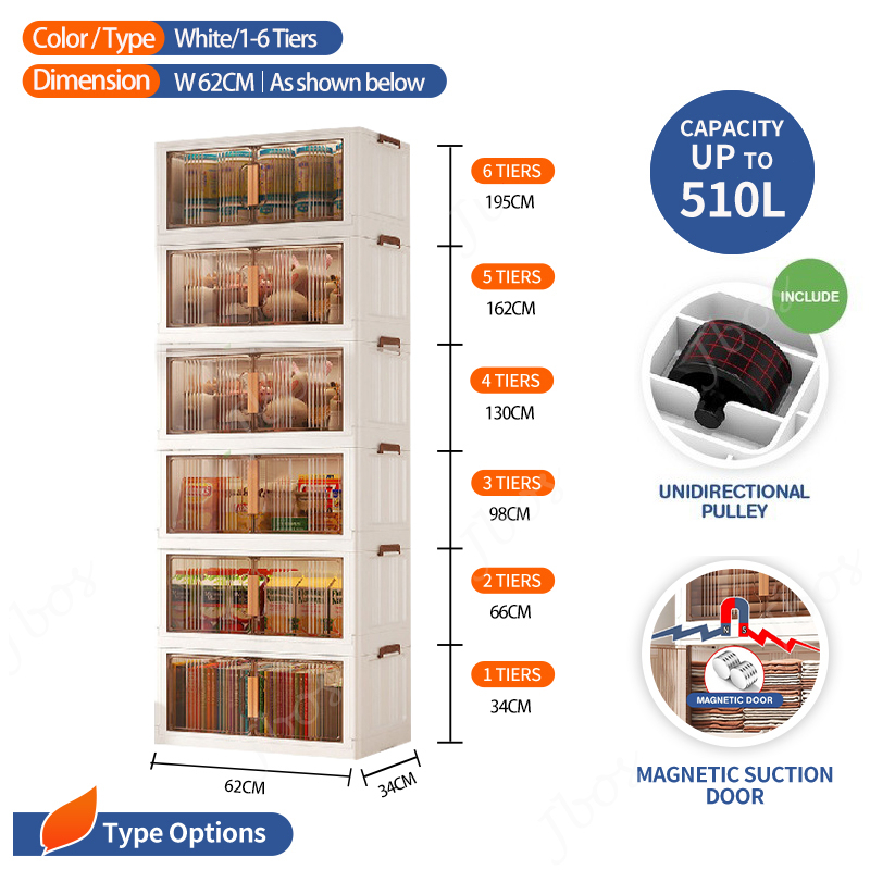 Jbos Foldable Cabinet for Kitchen Durabox Bedroom Drawer Cabinet Plastic Wardrobe Storage Box