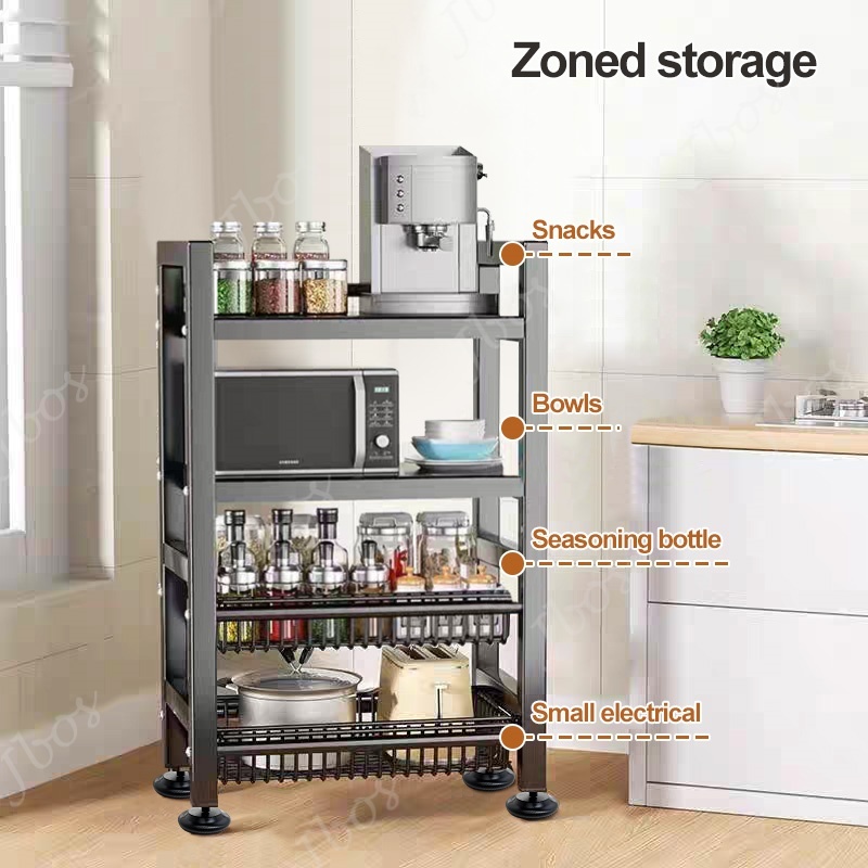 Jbos Metal Kitchen Rack With Vegetable Baskets Standing Microwave Kitchen Organizer Storage Rack