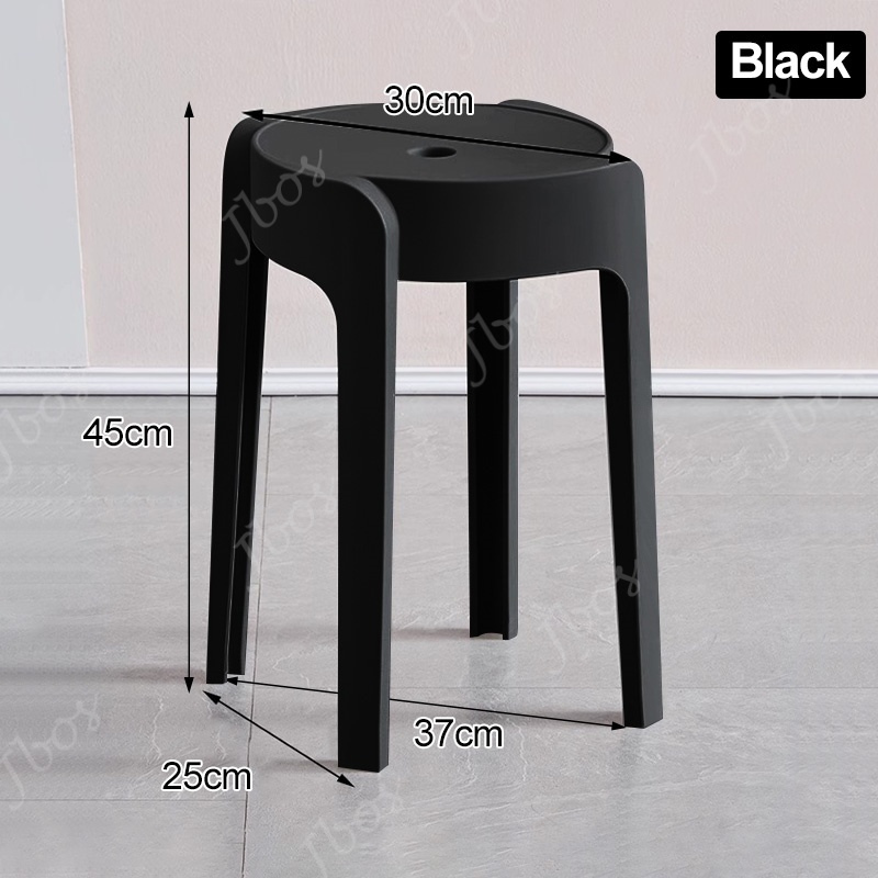 Jbos Stackable Nordic Round Stool Monoblock Thickened Plastic Household Dining Chair