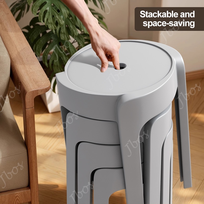 Jbos Stackable Nordic Round Stool Monoblock Thickened Plastic Household Dining Chair