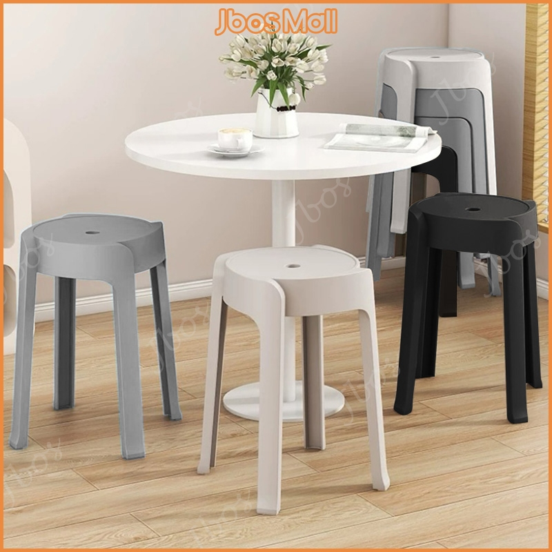 Jbos Stackable Nordic Round Stool Monoblock Thickened Plastic Household Dining Chair