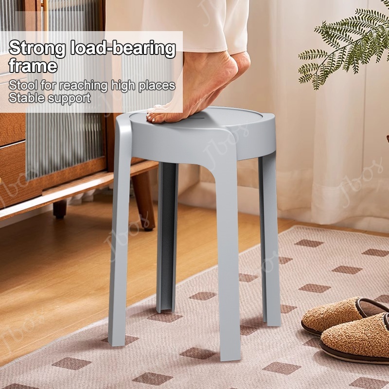 Jbos Stackable Nordic Round Stool Monoblock Thickened Plastic Household Dining Chair