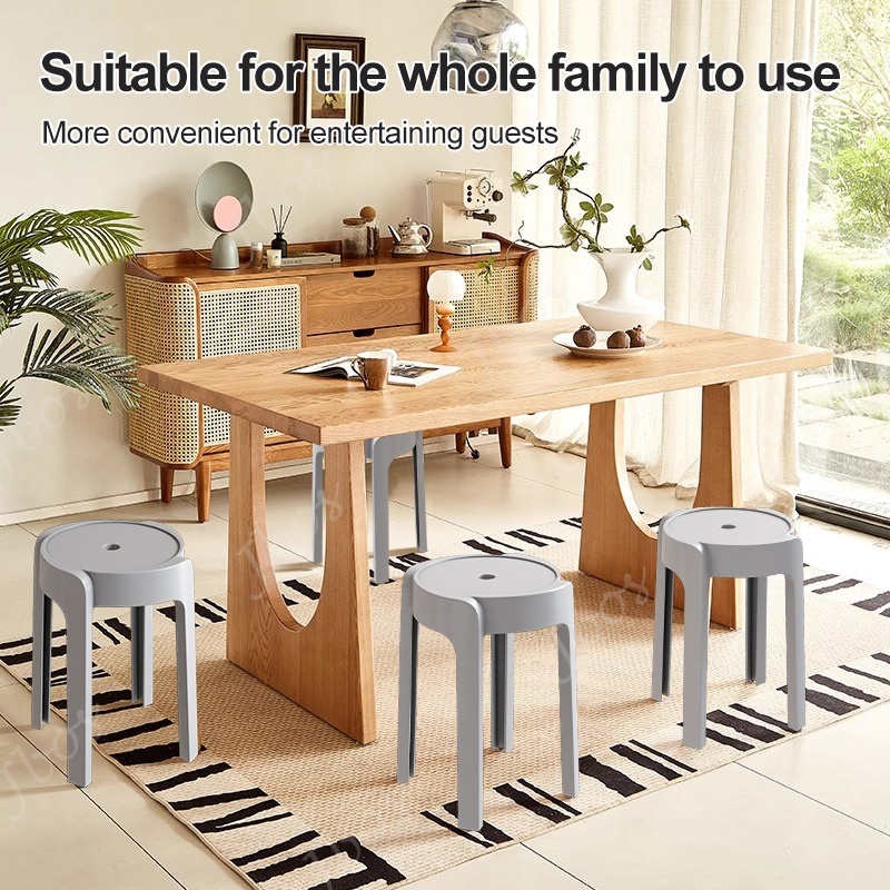 Jbos Stackable Nordic Round Stool Monoblock Thickened Plastic Household Dining Chair