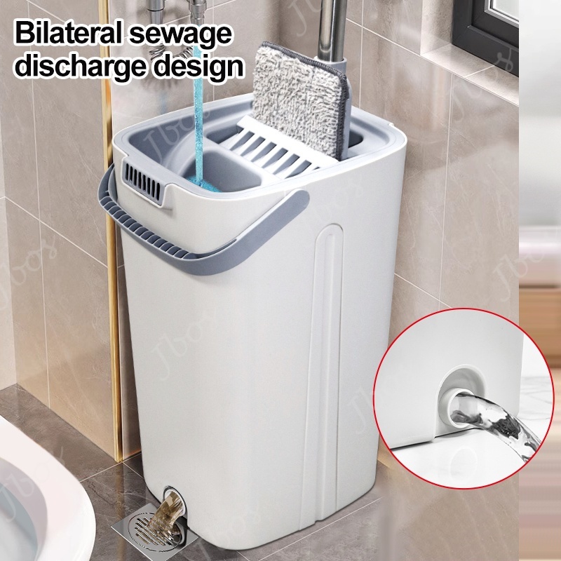 Jbos 2in1 Self-Wash Flat Squeeze Mop with Dry Bucket Effortless Hand Free Cleaning Floor Mop