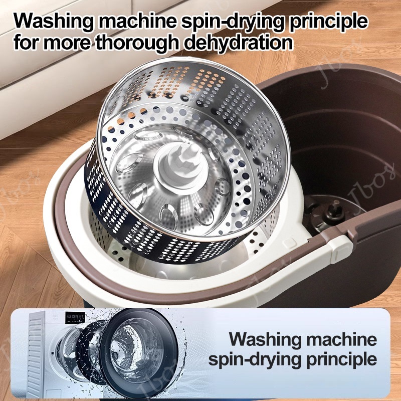 Jbos Choc Mop With Spinner and Bucket Hand Free Wash Heavy Duty Rotary Mop Set For Floor Cleaning