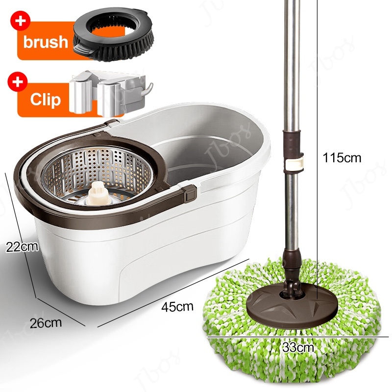 Jbos Choc Mop With Spinner and Bucket Hand Free Wash Heavy Duty Rotary Mop Set For Floor Cleaning