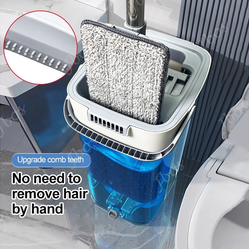 Jbos 2in1 Self-Wash Flat Squeeze Mop with Dry Bucket Effortless Hand Free Cleaning Floor Mop