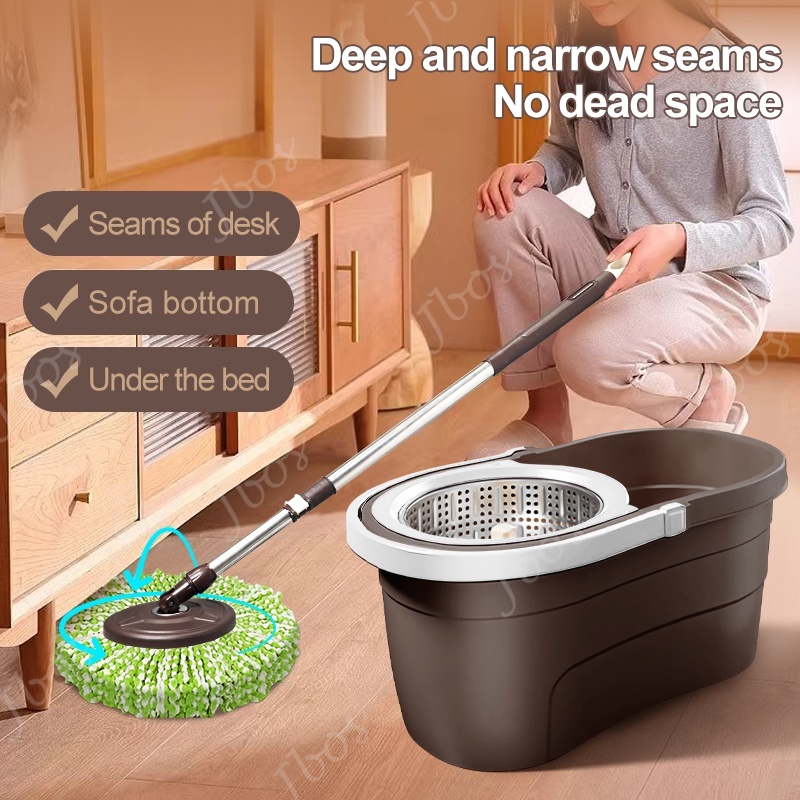 Jbos Choc Mop With Spinner and Bucket Hand Free Wash Heavy Duty Rotary Mop Set For Floor Cleaning