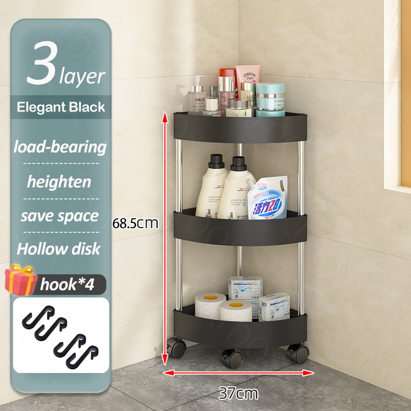 Jbos 3/4 Layer Bathroom Gap Organizer Rack With Wheels Bath Rolling Trolley Storage Corner Shelf