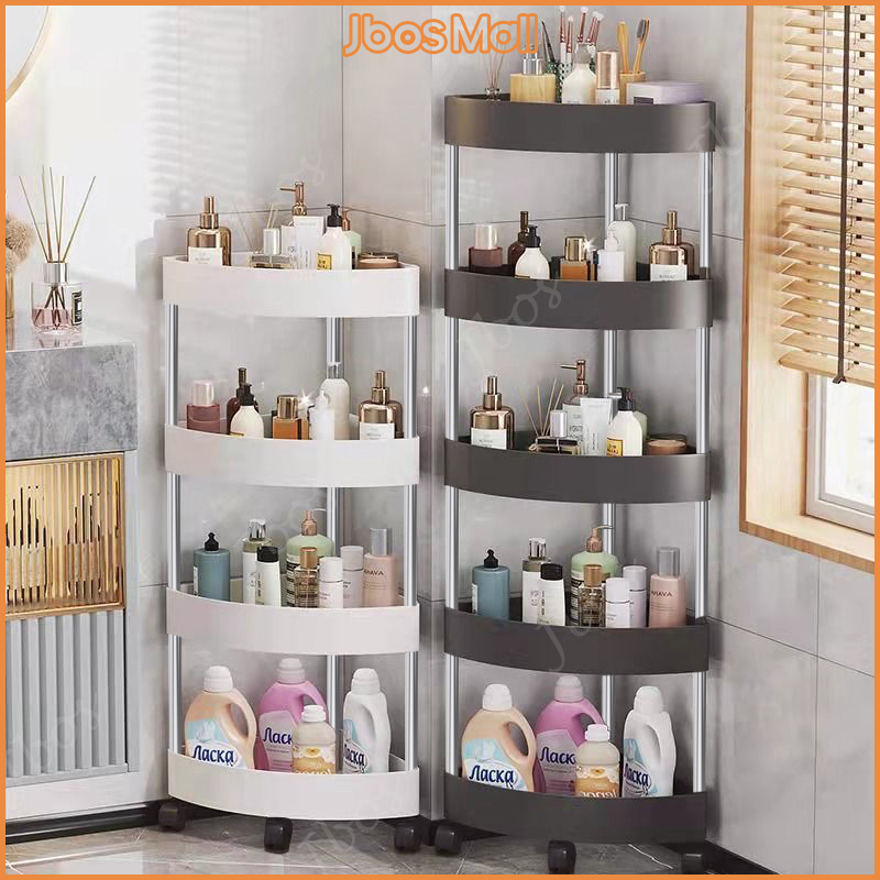 Jbos 3/4 Layer Bathroom Gap Organizer Rack With Wheels Bath Rolling Trolley Storage Corner Shelf