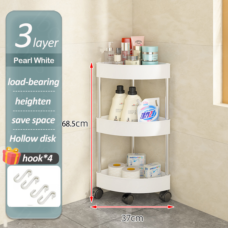 Jbos 3/4 Layer Bathroom Gap Organizer Rack With Wheels Bath Rolling Trolley Storage Corner Shelf