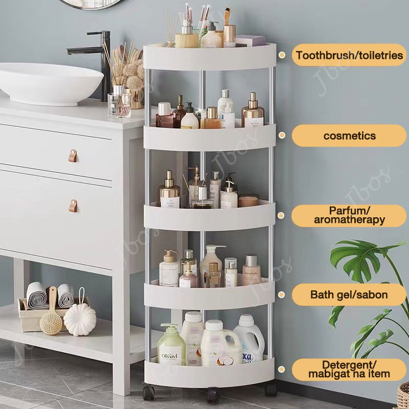 Jbos 3/4 Layer Bathroom Gap Organizer Rack With Wheels Bath Rolling Trolley Storage Corner Shelf