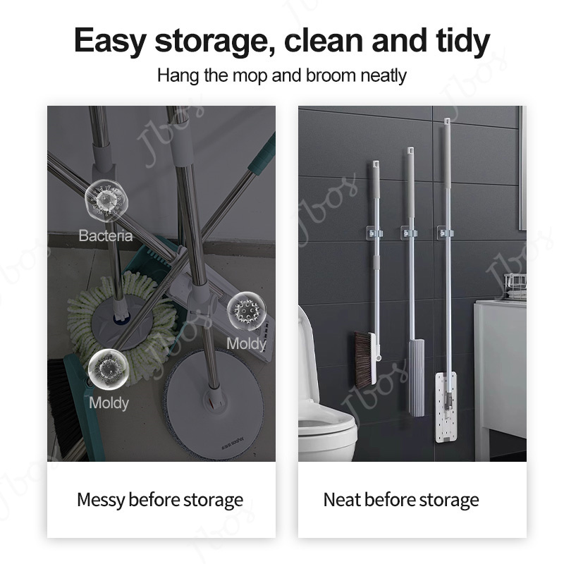Jbos 1/5/10PCS Wall-Mounted Mop Rack No Drilling Super Anti-Slip Rack Broom Mop Hook