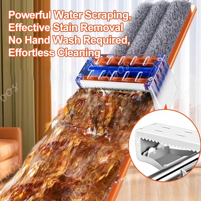 Jbos Magic Flat Mop 360° Rotating Floor Cleaning Free Hand Washing Mop With Squeezer