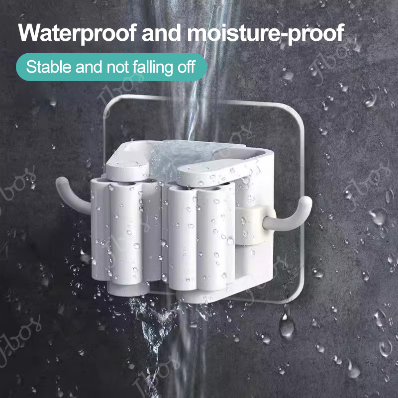 Jbos 1/5/10PCS Wall-Mounted Mop Rack No Drilling Super Anti-Slip Rack Broom Mop Hook