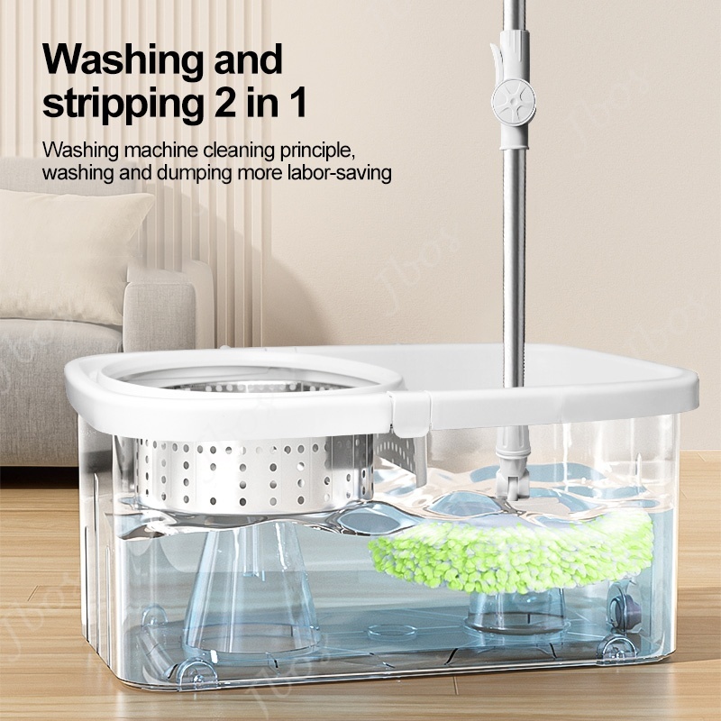 Jbos 360 Rotating Mop With Spinner Heavy Duty Floor Cleaning Double Handle Tornado Mop Set