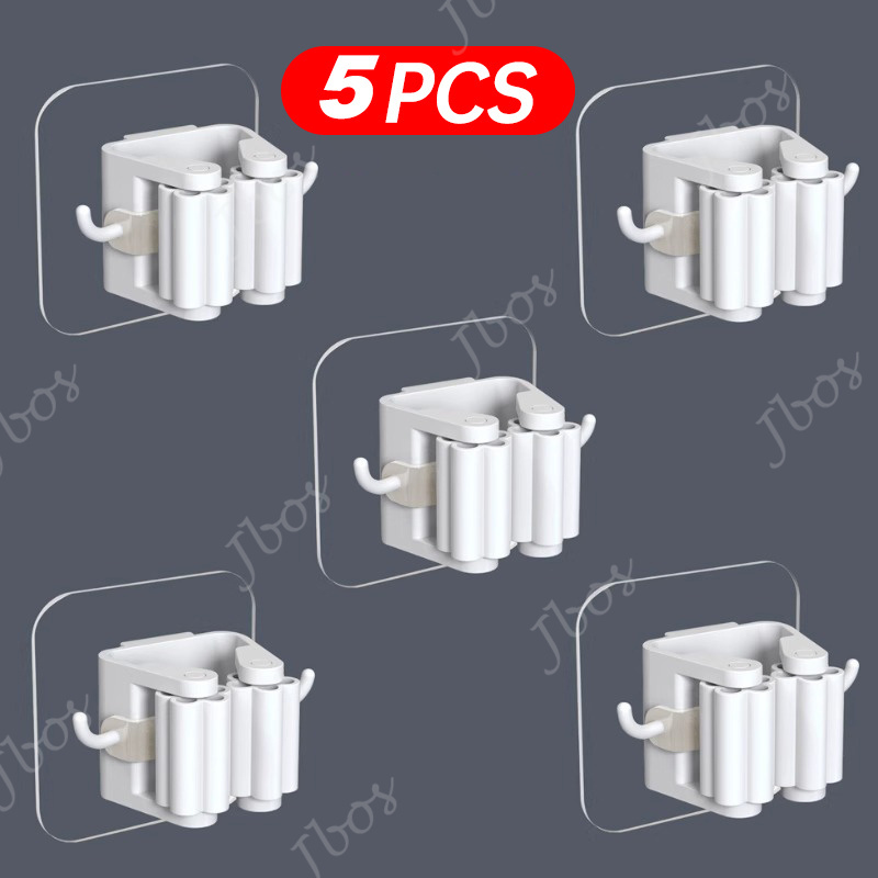 Jbos 1/5/10PCS Wall-Mounted Mop Rack No Drilling Super Anti-Slip Rack Broom Mop Hook