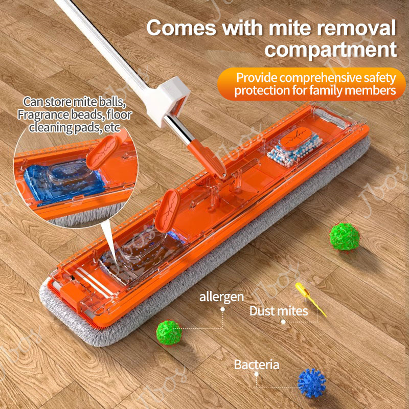 Jbos Magic Flat Mop 360° Rotating Floor Cleaning Free Hand Washing Mop With Squeezer