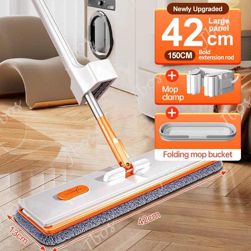 Jbos Magic Flat Mop 360° Rotating Floor Cleaning Free Hand Washing Mop With Squeezer