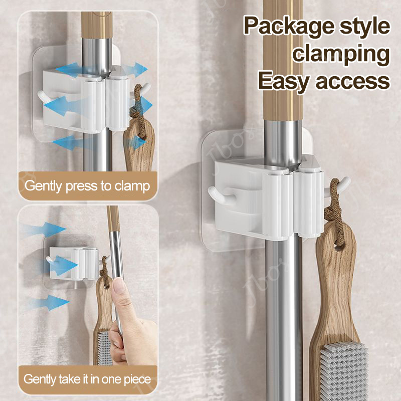 Jbos 1/5/10PCS Wall-Mounted Mop Rack No Drilling Super Anti-Slip Rack Broom Mop Hook