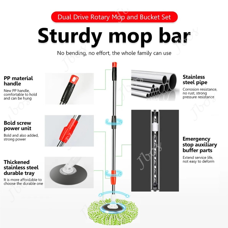 Jbos Mop With Spinner For Floor Cleaning Spin Tornado Mops 360 Wet And Dry Rotating Mop With Bucket