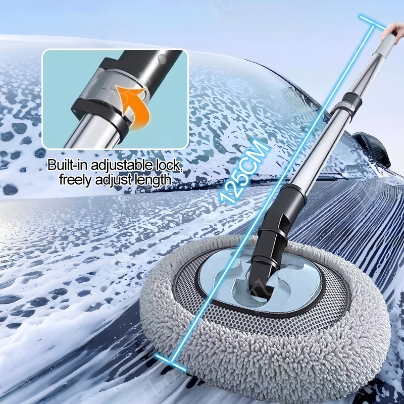 Jbos Car Wash Brush Mop Retractable Rotatable Mop Rod Thickened Microfiber Car Cleaning Tool