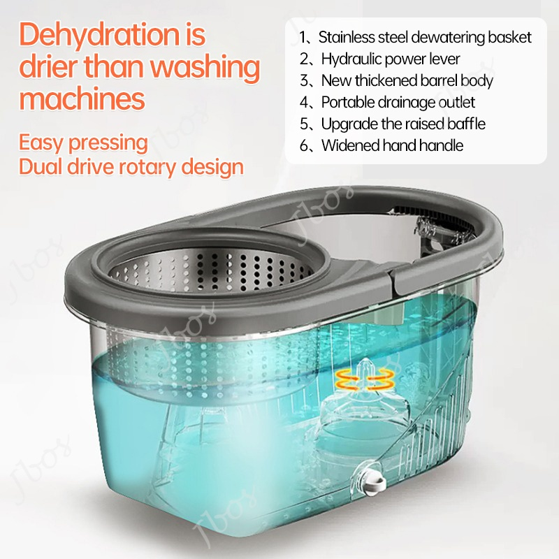 Jbos Spin Mop With Spinner And Bucket Magic Spin Mop For Floor 360 Wet And Dry Rotating Tornado Mop