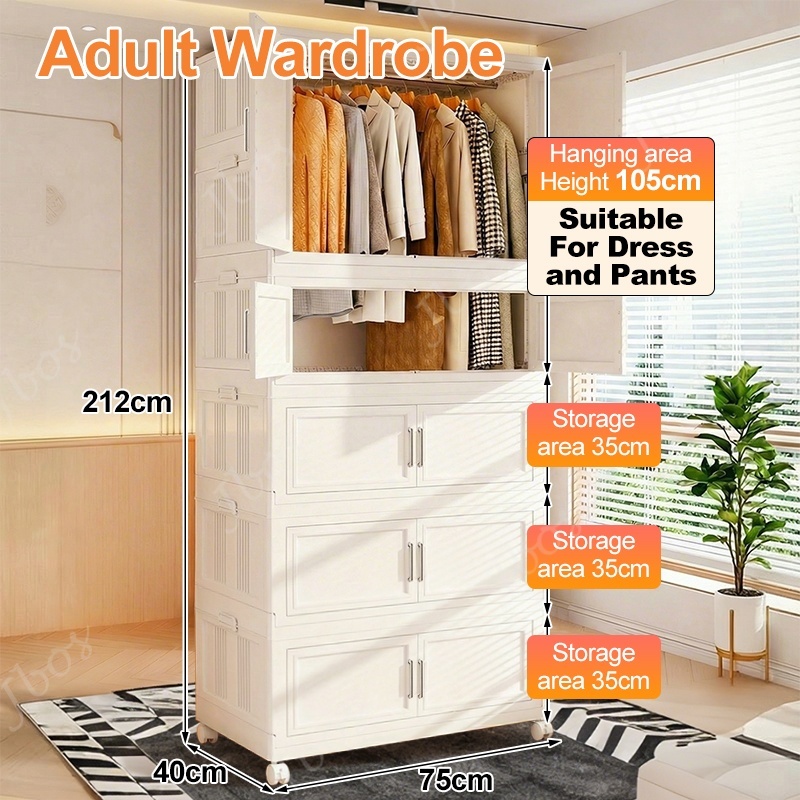 Jbos Foldable Megabox Wardrobe Cabinet For Clothes Straight-through Clothes Cabinet Organizer