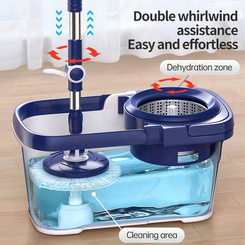 Jbos Tornado Mop with Spinner and Bucket Upgraded Mop Bar Thickened Mop Cloth Complete Set Mop