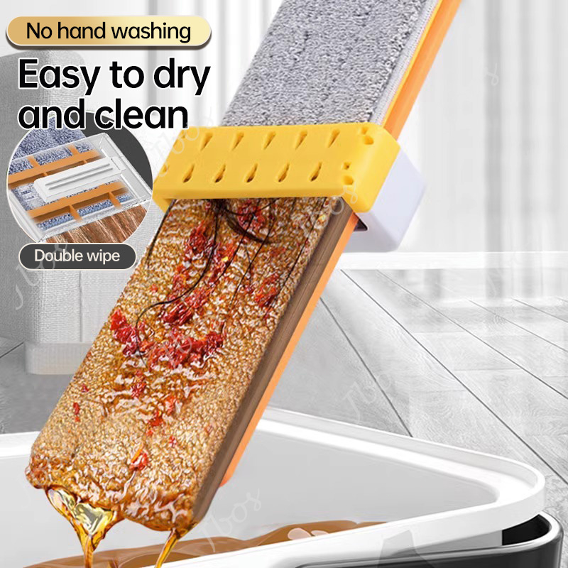 Jbos Flat Mop Free Hand Washing 42cm Mop 360 Rotating Lengthen Squeeze Mop Microfiber Floor Cleaning