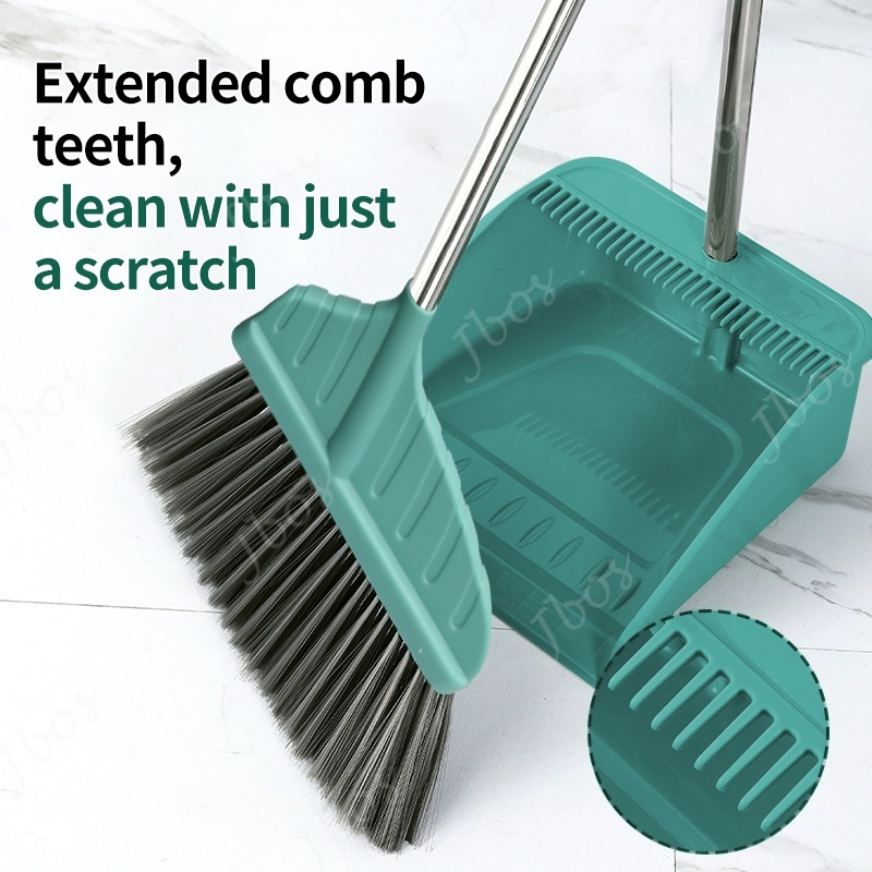Jbos 2in1 Household Floor Cleaning Set Broom & Dustpan Set Sturdy & Durable Thick Steel Broom