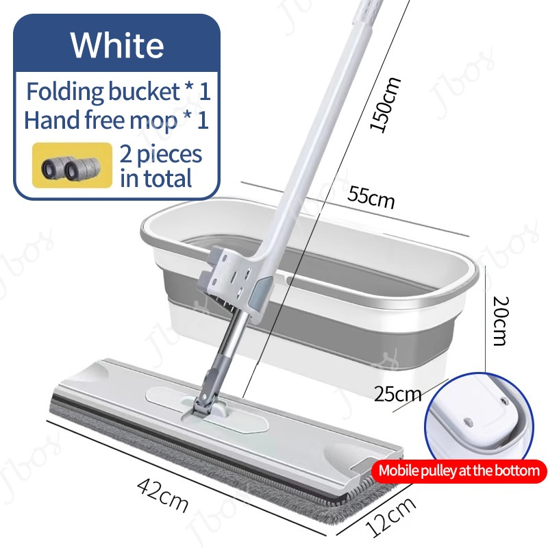 Jbos Flat Mop Free Hand Washing 42cm Mop 360 Rotating Lengthen Squeeze Mop Microfiber Floor Cleaning