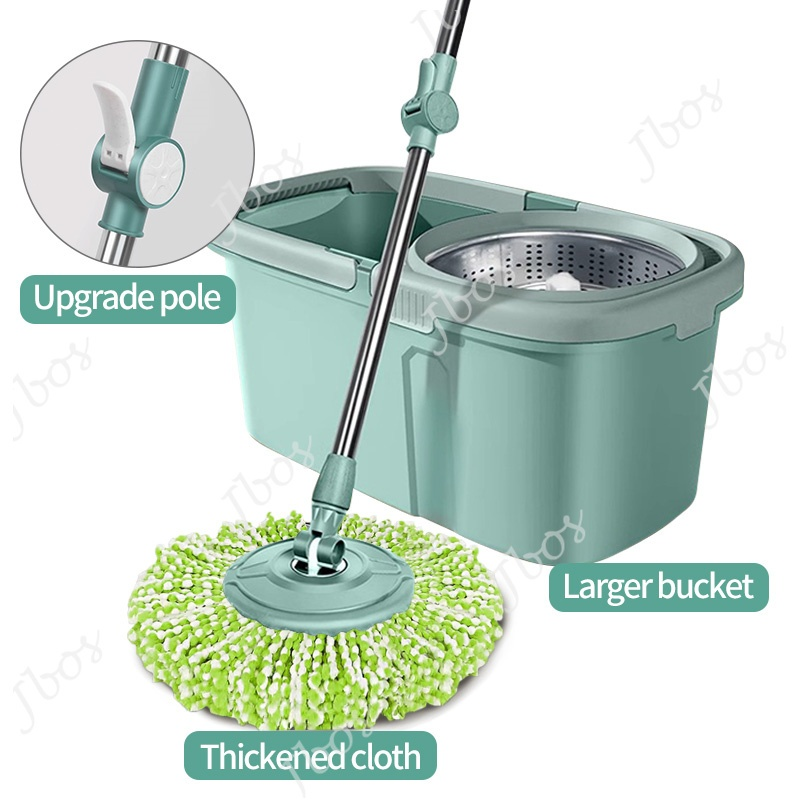 Jbos Tornado Mop with Spinner and Bucket Upgraded Mop Bar Thickened Mop Cloth Complete Set Mop