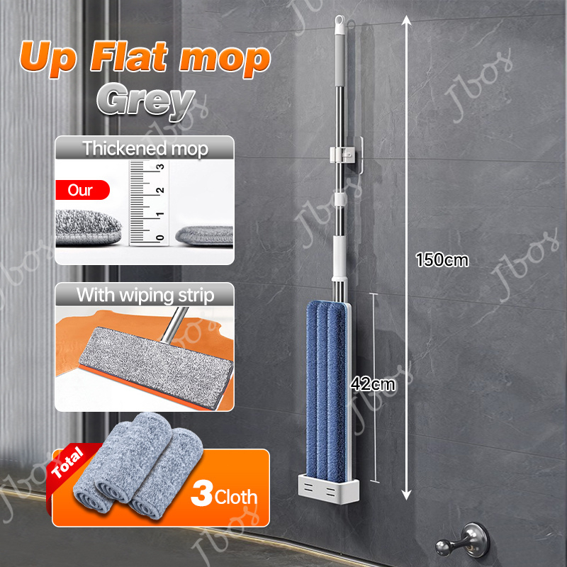 Jbos Flat Mop Free Hand Washing 42cm Mop 360 Rotating Lengthen Squeeze Mop Microfiber Floor Cleaning
