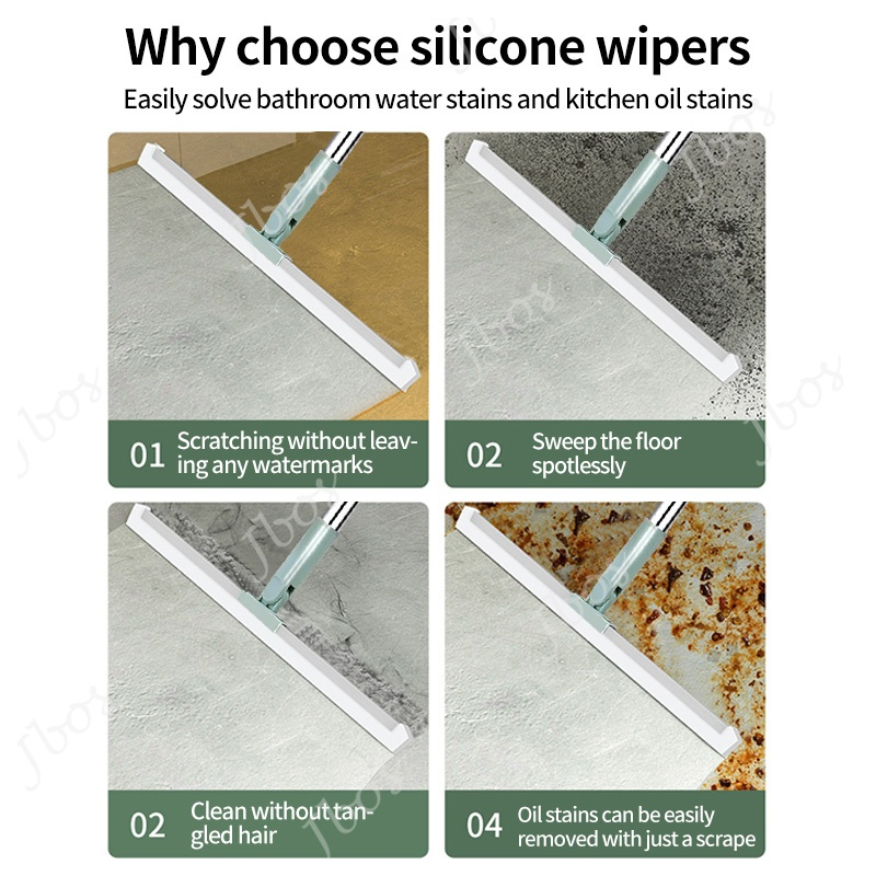 Jbos Magic Broom with Rubber Scraper for Bathroom Floor Glass Windows Wiper Remove Dirt&Hair